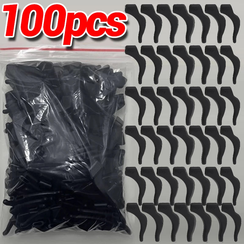 100 PCS Set Anti-Slip Silicone Ear Hooks Glasses Eyeglasses Leg Elastic Ear Grip Stopper Bracket Fastener Accessories Temple Anti-Fall Eyewear Holder Women Men Optical Accessories