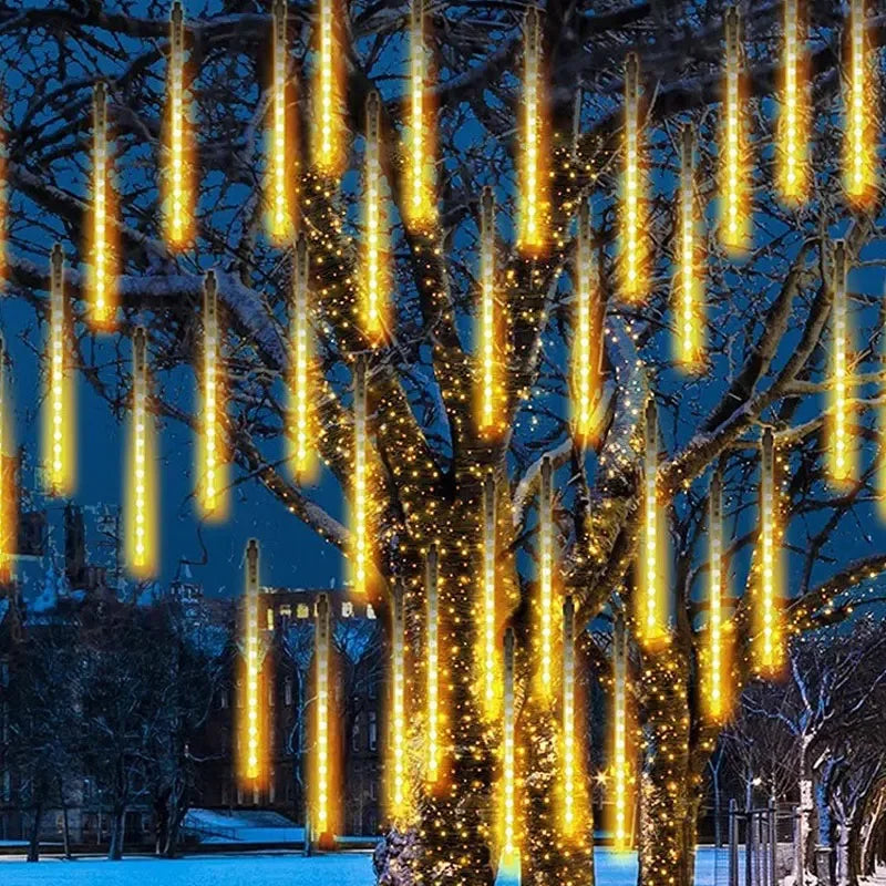NEW 4 Pack Set 50cm 8 Tube LED Meteor Shower Lights Christmas Festoon Lights Fairy Garland Waterproof Garden Holiday Decoration