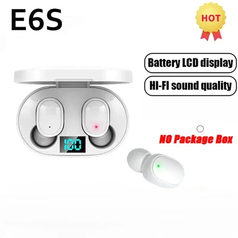E6S Wireless Bluetooth Black Earphones TWS Bluetooth Headset Wireless Earbuds Noise Cancelling Earphones with Microphone Headphones