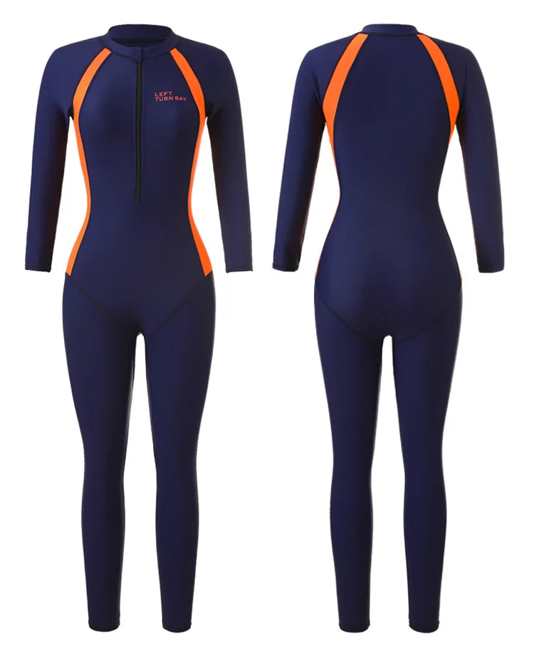 M-4XL Plus Size Full Body Conservative Wetsuit Diving Scuba Surfing Top Quality Long Sleeve One Piece Underwater Swimsuit for Women Zipper Wetsuit Slimming Thermal Vacation Swimming Costume Diver Suit