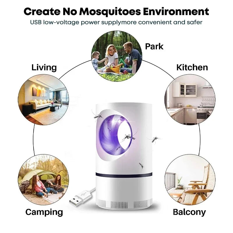 New Indoor Electric Mosquito Trap Mosquito Killer Lamp with USB Power Supply and Adapter Suction Fan Outdoor Insect Fly Trap