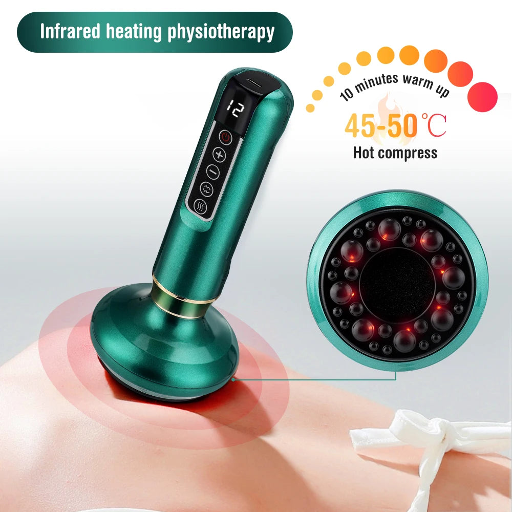 Electric Cupping Massager Vacuum Suction Cup Anti Cellulite Beauty Accessories Health Scraping Infrared Heat Body Slimming Massage Supplies