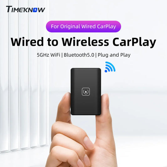 TIMEKNOW Carplay Wireless Adapter for Toyota Mazda Nissan Camry Suzuki Subaru Citroen Audi Mercedes Kia Ford Opel Spotify BT