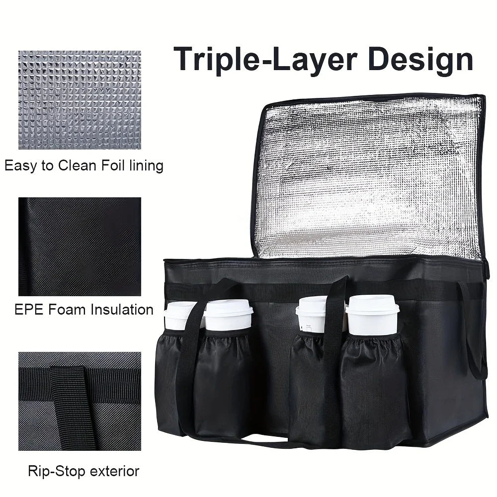 NEW 79L Large Cooler Black/Red Color Box Picnic Bag Thermal Insulated Cooler Bag with 4 Cup Holder Camping Drink Bento Bags BBQ Zip Pack Picnic Accessories Camping Supplies