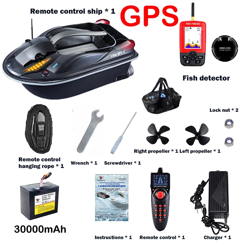 817 GPS BAIT BOAT Voice Announcements 500m 20000mAh Sonar Load 3KG Automatic Cruise Return Dual Motor Fish Finder Independent Control of Silo Ocean Lake River Professional Fishing Supplies