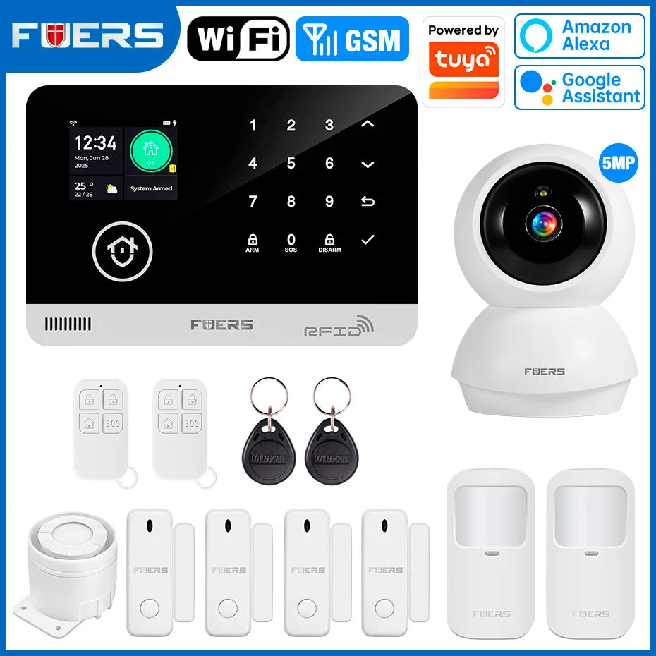 Just Arrived Upgraded 13 Languages Alarm System for Home Office Shops TUYA Smart WI-FI GSM Security Alarm Host with Doors Windows Motion Sensor Smart App Control Work Google Alexa Amazon Voice Support Security Supplies