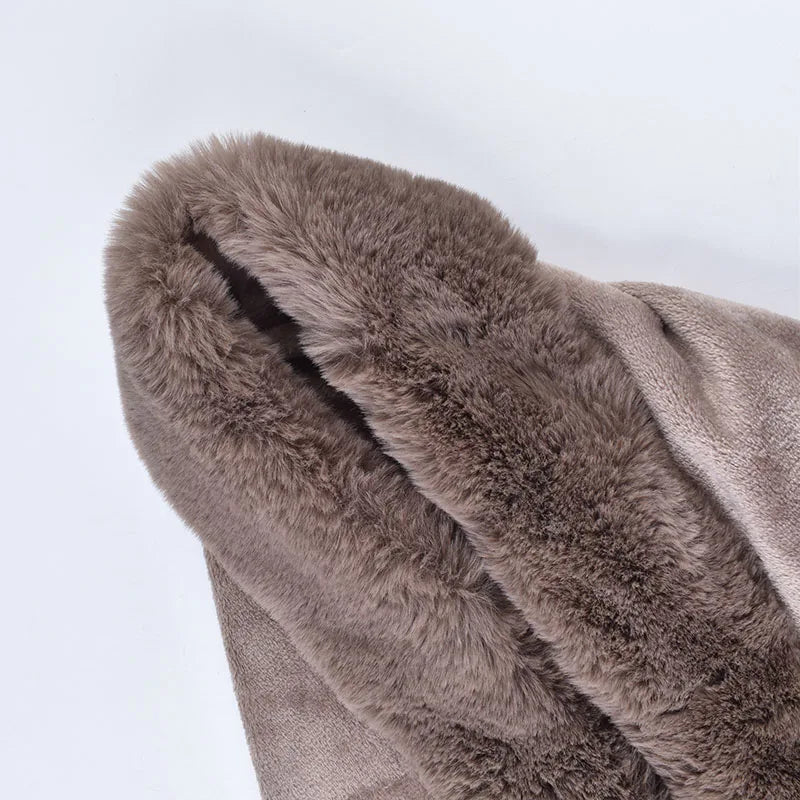 Winter New Solid Color Shawl Warm Women's Wool Neck Scarf Shawl Dual purpose Thickened Dress Shawl