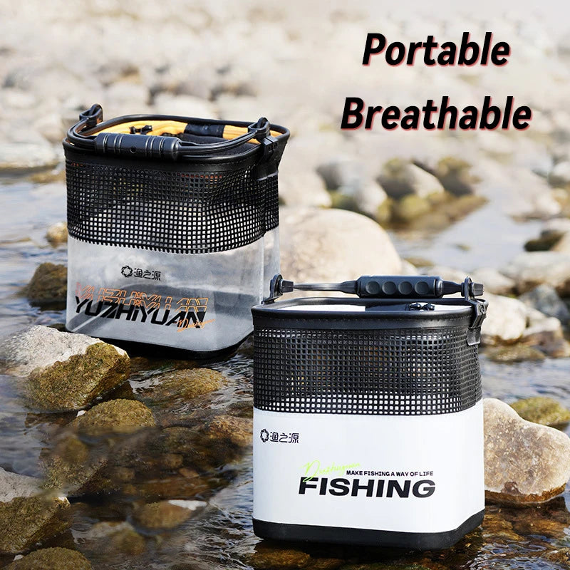 10/13L New Fishing Folding Bucket Lure Live Fish Bucket Transparent Wild Portable Fishing Dry Bag with Mesh Hole