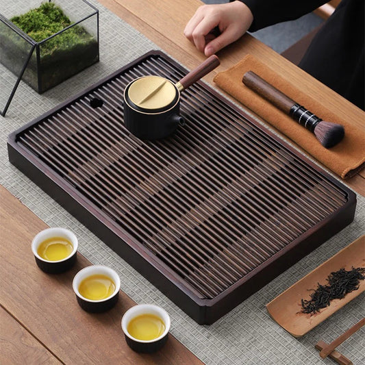 BAMBOO Natural Tea Tray Water Storage  Tea Set Simple Rectangular Tea Board Tea Storage Tray