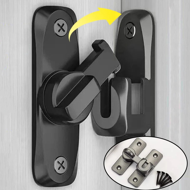 2/4 Sets Silver/Gray 90 Degree Window Drawers Cabinet Locks Stainless Steel Hook Latch Barn Door Latch Bolt Hooks Sliding Gate Buckles Hardware Home Indoor Outdoor Garden Street Door Security Supplies