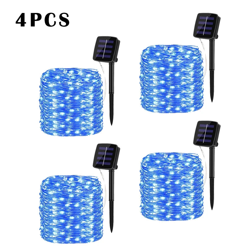 NEW Arrivals LED Solar String Light Outdoor Garden Pathway Courtyard Fairy Lights Led Twinkle Waterproof Lamp Bulbs for Christmas Party Decor 7m/12m/22m/32m/52m/102m Lighting Decoration Supplies