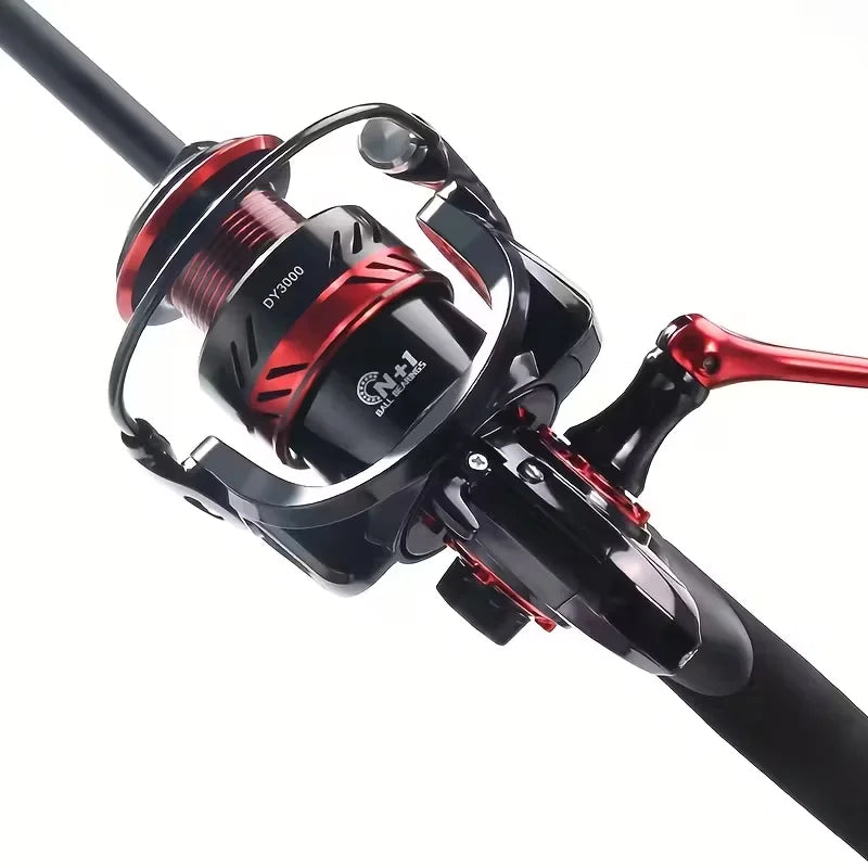 Black Red Design 1000-7000 Series Ball Bearings 13+1 15KG Max Drag Spinning Reel Metal Body Freshwater Saltwater Fishing Reel