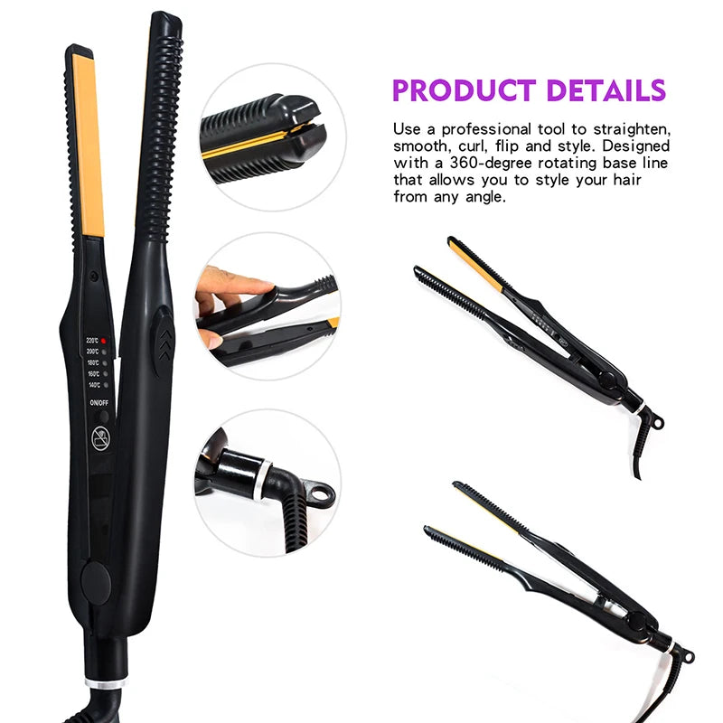 2 in 1 Hair Straightener and Curler Portable Mini Straightening Hair Flat Iron