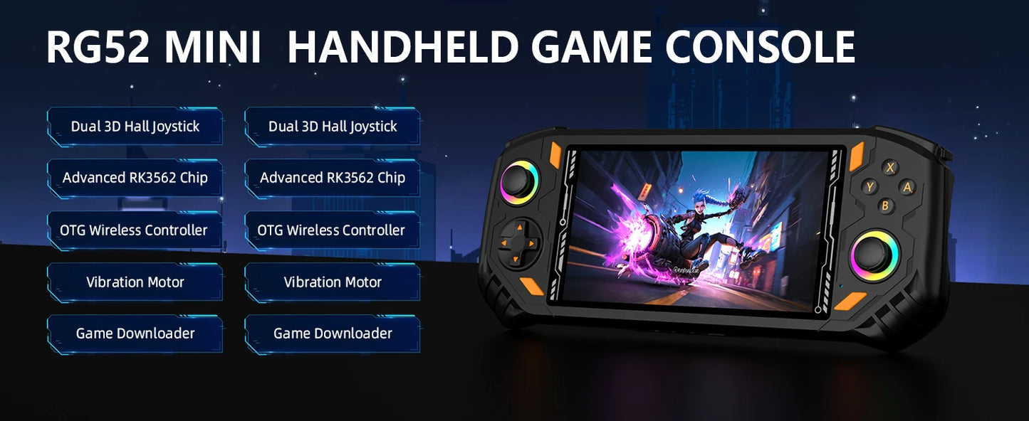 RG52 MINI Handheld Game Console 25 Languages 18.000+ Games EMU-ELEC System 2.4G WI-FI 5.5" IPS Screen 30+ Emulator Potable Retro Games Console Pocket Player Computer PC Gaming Supplies
