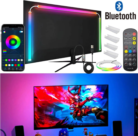 NEW Arrivals LED RGBIC Gaming Neon Backlights Sync with 24-34inch Monitor USB Powered 5V LED Light for PC, Sync Music Lighting for Computer Electronic Accessories