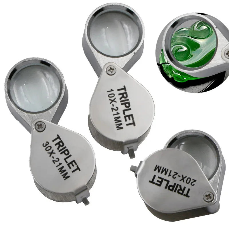 NEW Arrivals Pocket Jewelry Loupe 30X 20X 10X Jewelers Eye Magnifying Glass Rings Gold Diamonds Magnifier LED/UV Illuminated Loop Folding For Stamp Rock Collect Jewelry Accessories