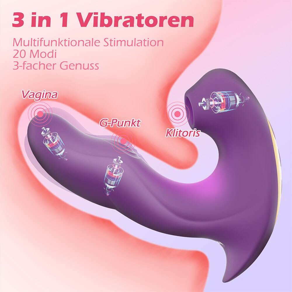 3 in 1 Sucking Vibrator For Women 15 Modes Vacuum Stimulator Tongue Licking Dildo Adults Goods Sex Toys Female