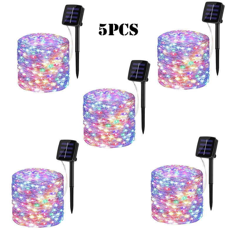NEW Arrivals "7m/12m/22m/32m"  5 Packs LED Solar Light Outdoor Garden Fairy String Light Led Twinkle Waterproof Lamp for Christmas Patio Tree Party New Year Eve Decoration Accessories Supplies