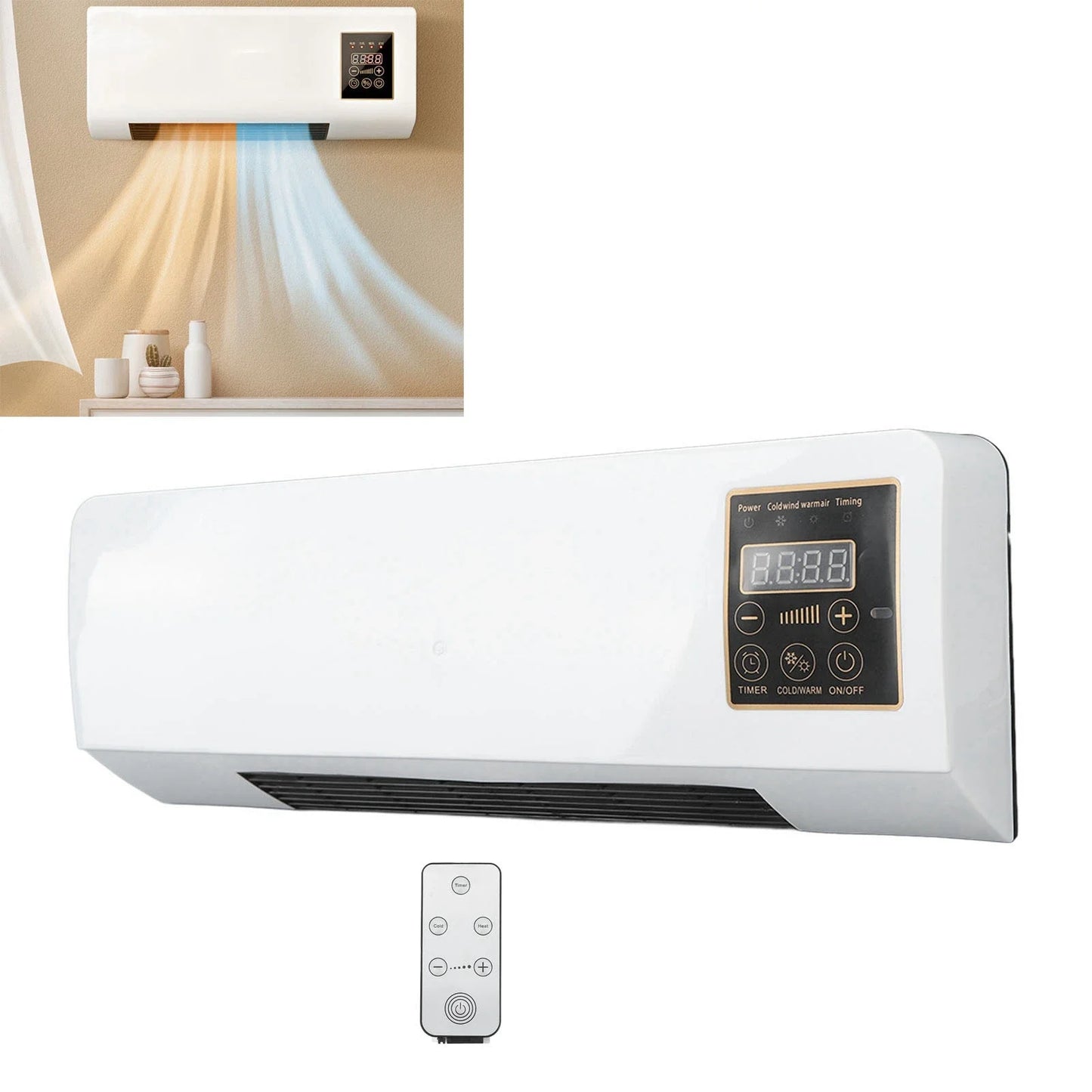 Portable Heater Save Energy Wall Mounted Nature Wind Hot Heater Fan for Bathroom Bedroom Living Room Wall Mounted Heater Machine Home Office Hotels Heating Supplies