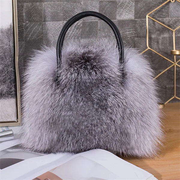 New Women's Clothing Designer Brand Luxury Real Fox Hair Large Capacity High-End Evening Party Business Dinner Handbag Charm Women's Fur Bag Purse Girls Ladies Luxury Fashion Apparel Accessories Clothing Supplies