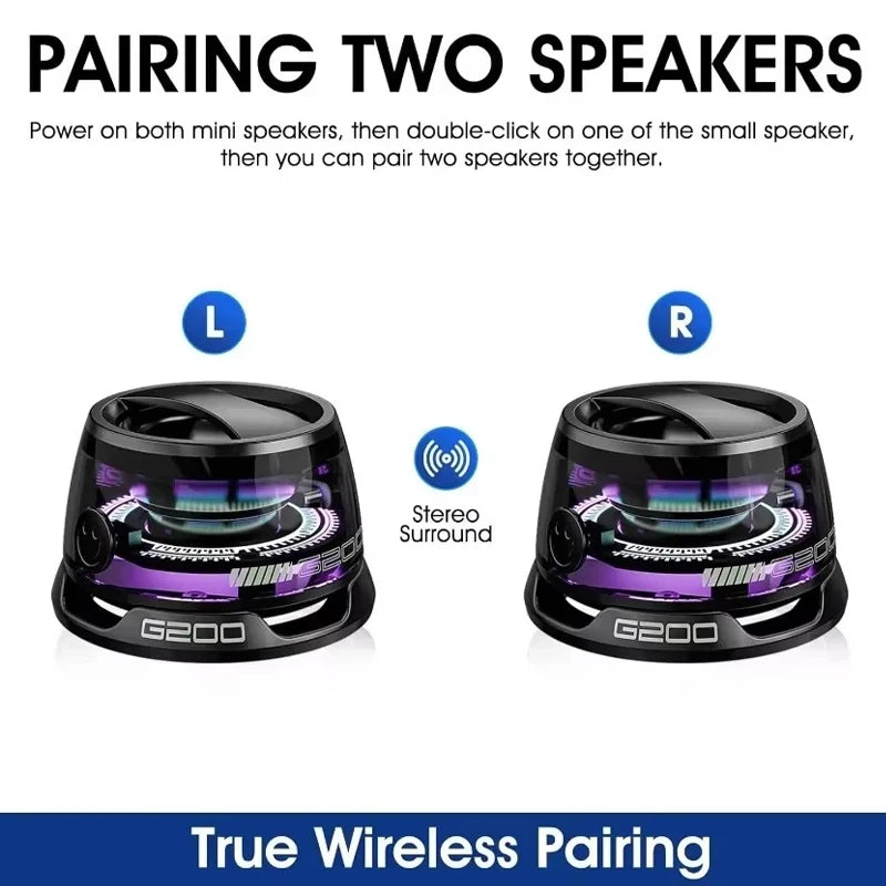 NEW Arrivals RGB 6 Colors Portable Mini Bluetooth Speaker G200 RGB Lighting Magnetic Speaker BT5.3 Mini Sound Box 7 Hours Playback Phone Holder