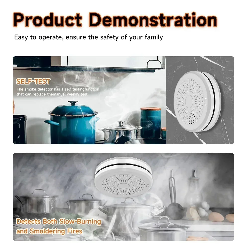 APP Control TUYA Wi-Fi 2-in-1 Smoke & CO Detector Fire Alarm 85dB Sound Alert Smart Life APP Control Home Office Business Shops Security System