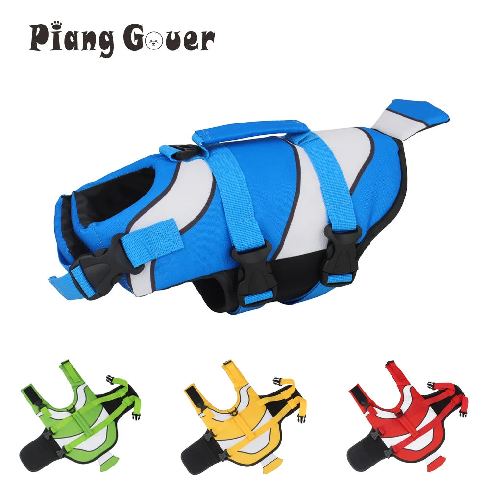 XS-2XL 4 Colors Dog Life Vest Summer Pet Jacket Dog Safety Clothes Swimwear Swimming Suit Clown Fish Pattern Pets Safety Accessories