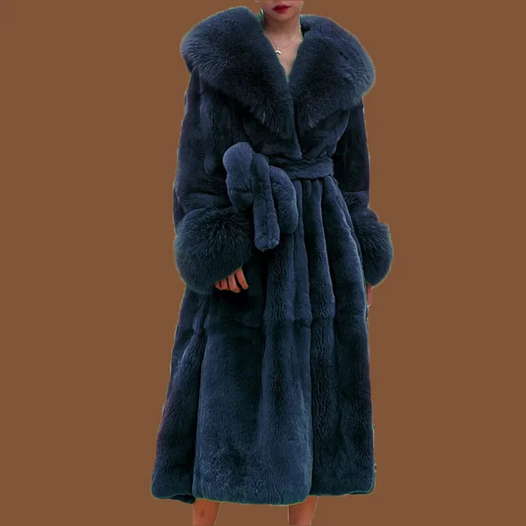 NEW Arrivals Women S-3XL Plus Size 8 Colors Luxury Long Fur Coat Women Winter War Snow Outerwear Evening Nightclub Party Faux Fur Coat Fashion Big Fur Collar Belt Ladies Luxury Fashion Clothing Supplies