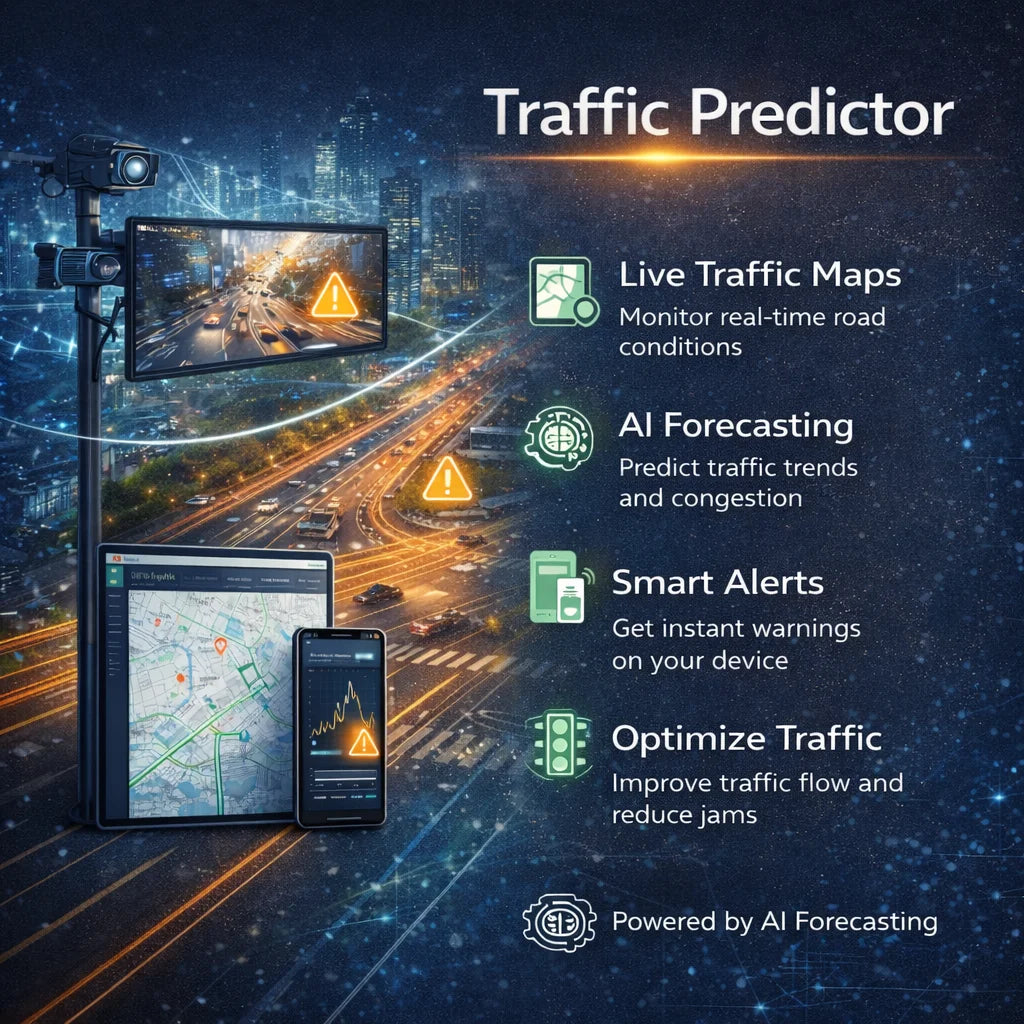 Smart Ai Powered Traffic Light Optimization System for Urban Intersections | AI Traffic Predictor – System Integration Available Cars Bus Trucks Vehicle Smart Ai Devices