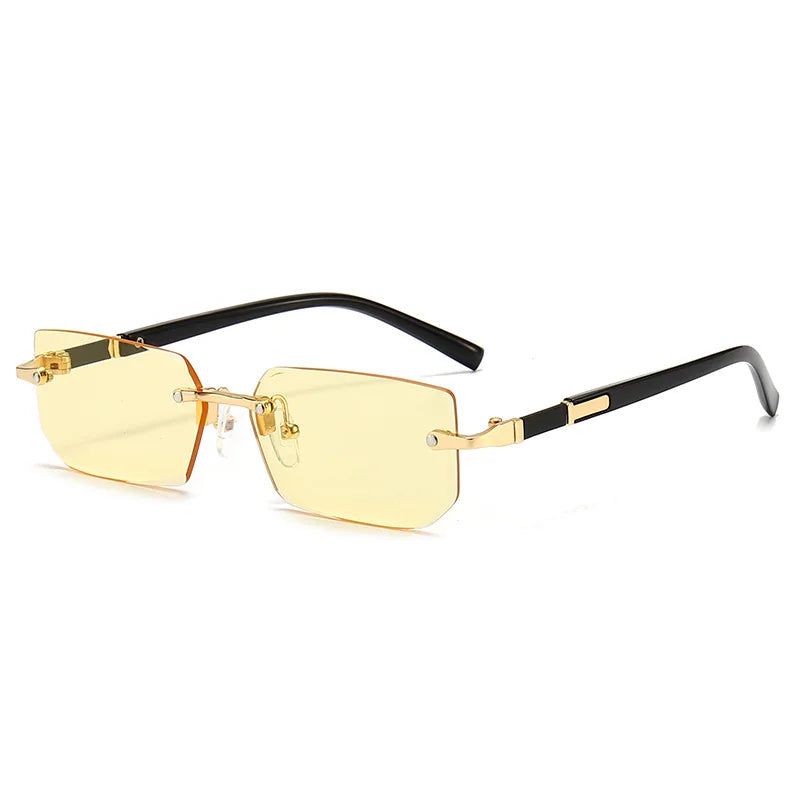 Rimless Sunglasses Rectangle Fashion Popular Women Men Shades Small Square Sun Glasses For Female Male Summer Traveling