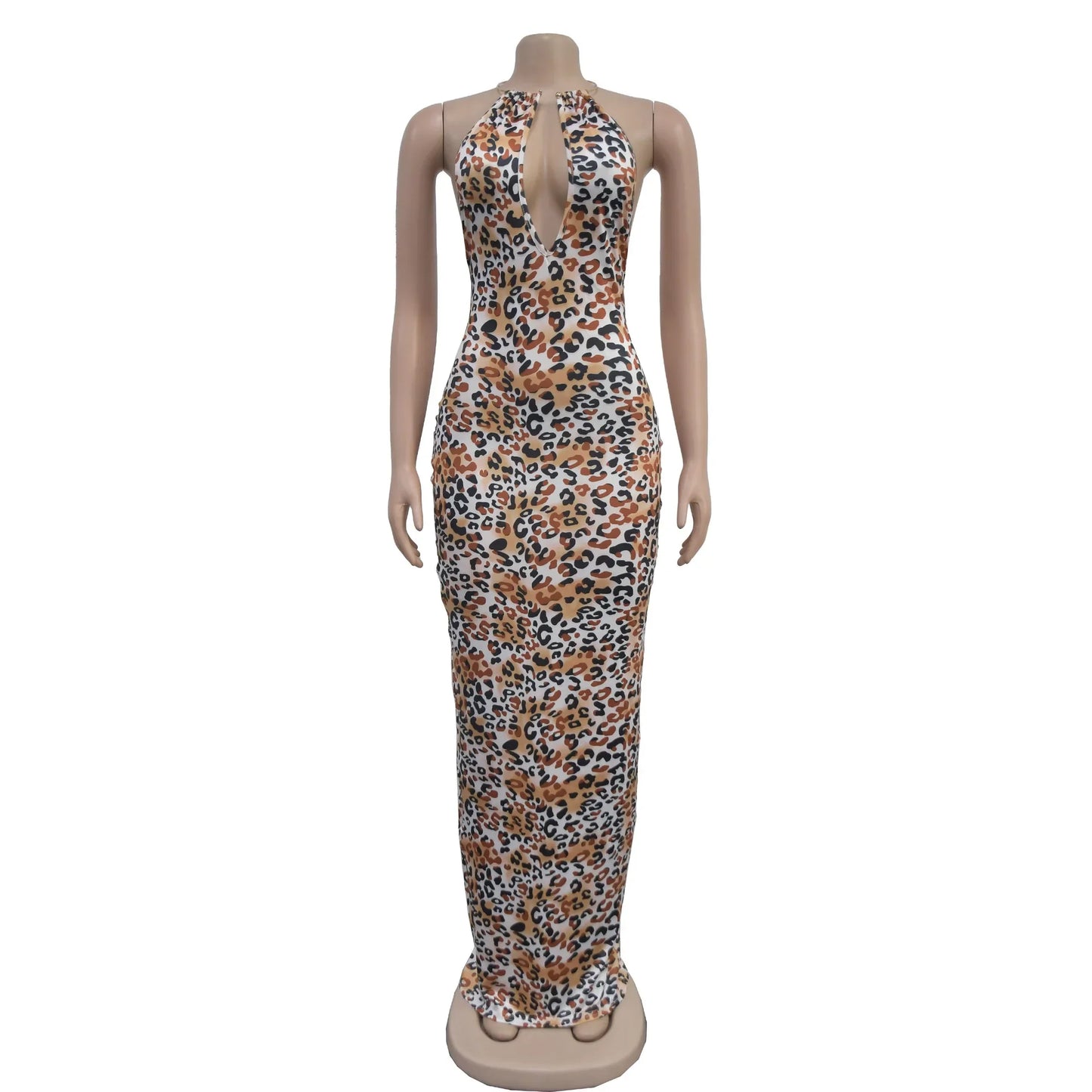 Low-Price Sales are Limited NEW S-2XL Women Deep V-Neck High Waist Long Maxi Dress Summer Evening Beach Nightclub Party Leopard Sleeveless Dresses Girls Ladies Sexy Fashion Clothing Supplies