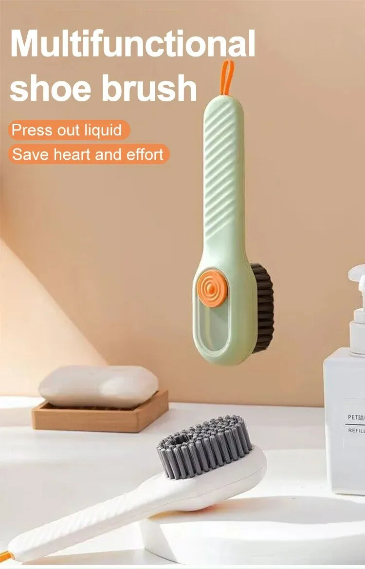 NEW Arrivals Multi-Function Cleaning Shoe Brush Soft Automatic Liquid Shoe Brush Long Handle Clothes Soap Brush With Hook Clean Tool