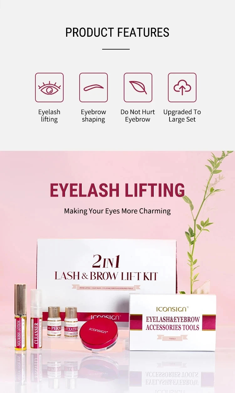 4 IN1 Set Lash Lift and Tint Kit Eyelash Lifting Brow Tint Dye Eyes Makeup Tools Patch With Glue Balm Coffee Black