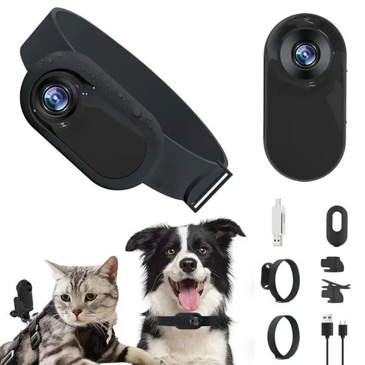 NEW Arrivals Pet Collar Camera HD 1080p Mini Sports Camera With Screen Video Recording Outdoor Wireless Camera Collar Pet Cat Safety Supplies