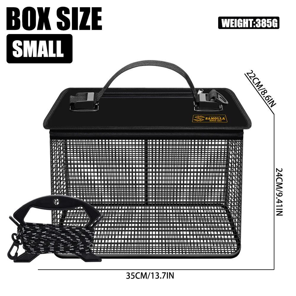 Small  Large Capacity Professional Fishing Protection Live Fish Bucket Box Portable Quick Drying  Bucket Outdoor Fishing Gear Collapsible Fishing Net Cage