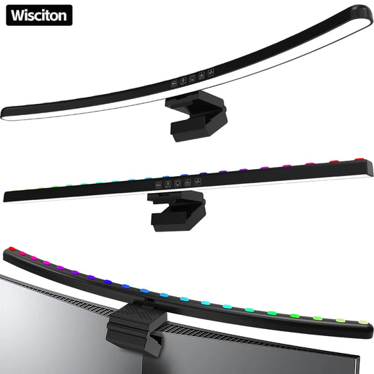 NEW 60cm RGB LED Computer Monitor Curved/Straight Light Bar Music Rhythm Eyes Protection Screen Hanging Light Dimming Atmosphere Night Lamp For Game/Study/Work Home Office Work