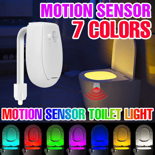 NEW Arrivals Motion Sensor RGB LED Lamp Smart PIR Motion Sensor Toilet Seat Night Light Waterproof WC Toilet Bowl Backlight LED Lamp For Bathroom Washroom Accessories Home Supplies