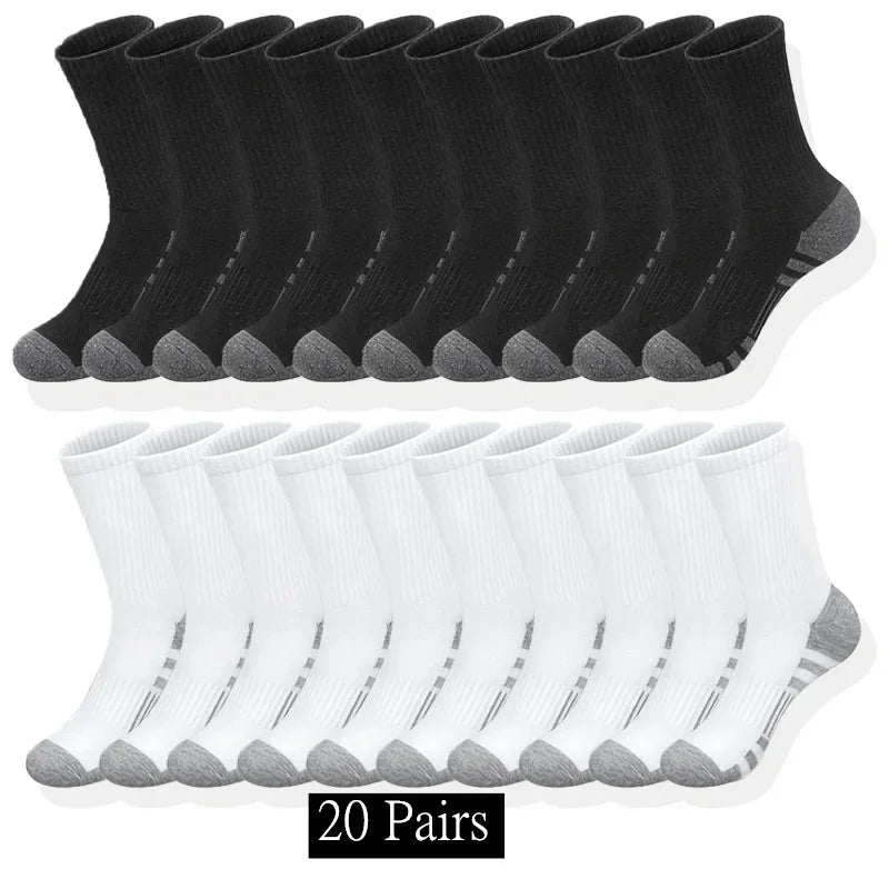 NEW Arrivals 10/20/30 Pairs Set Women Men's Classic Crew Socks Unisex Sports Socks Cycling Running Basketball Anti-Slip Outdoor Breathable Socks Sports Apparel Accessories