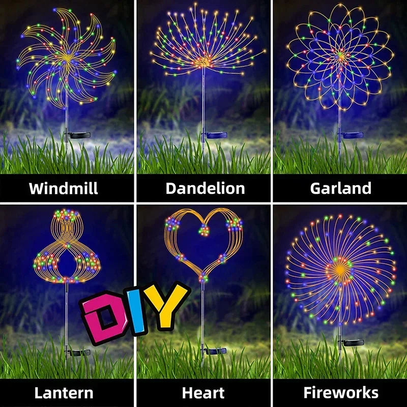 2/4Pcs Solar LED Firework Fairy Light Outdoor Garden Decoration Lawn Pathway Light For Patio Yard Party Christmas Wedding