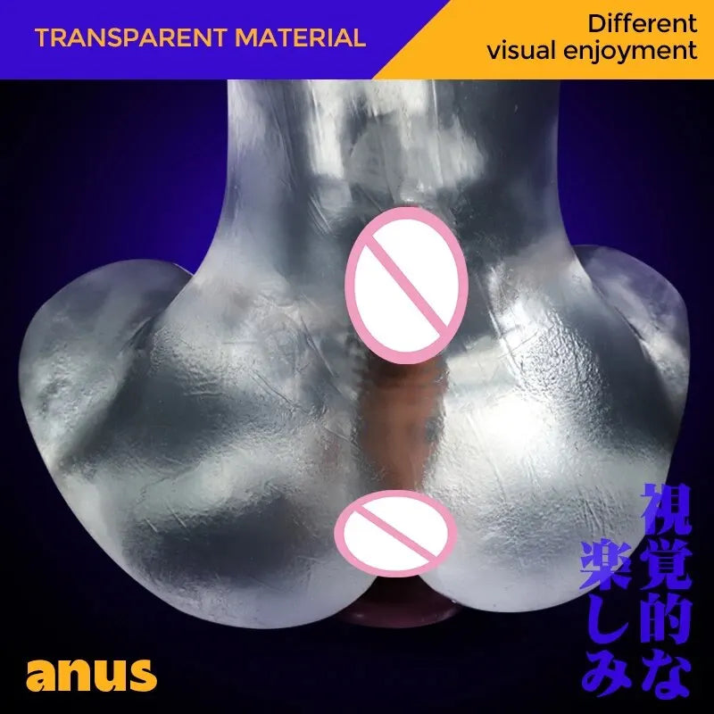 Transparent Butt Masturbation for Men Artificial Vagina Anal Channel Pocket Pussy Male Masturbation Buttocks Sex Toy