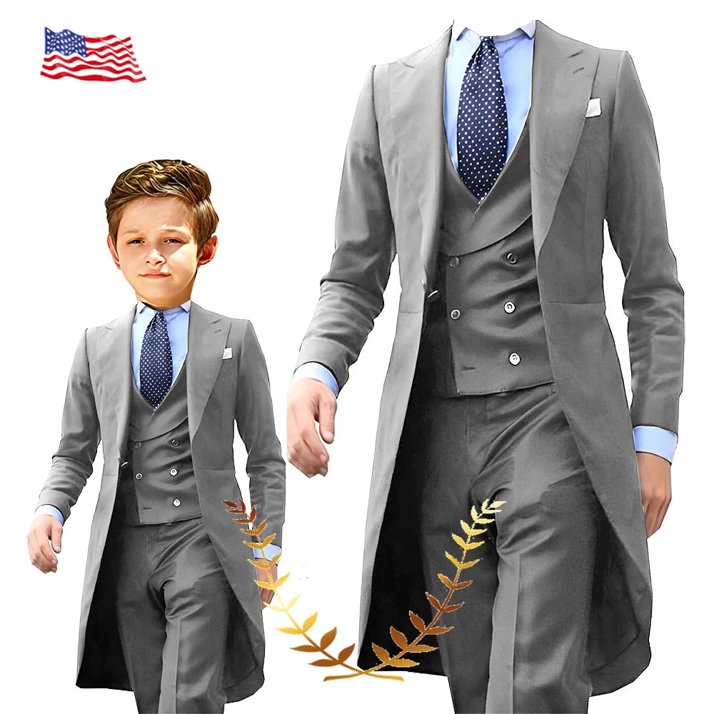 NEW Arrivals 3PCS Set Boys(3-16Yrs Old) Men S-5XL PLUS SIZE 5 Colors Formal Blazer Tuxedos Suit Wedding Evening Party Tuxedo Child Jacket Pants Vest Men Costume Groom’s Suit Luxury Fashion Apparel Supplies