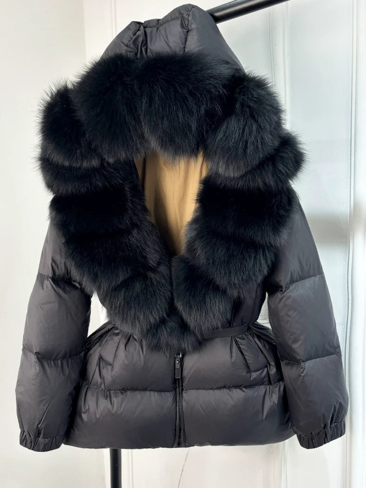 NEW Arrivals UK S-XL Size 11 Colors Winter Puffer Jacket Women 100% Real Fox Fur Hooded Thick Warm 90% White Duck Down Coat Female Parkas Waterproof Mini Coat