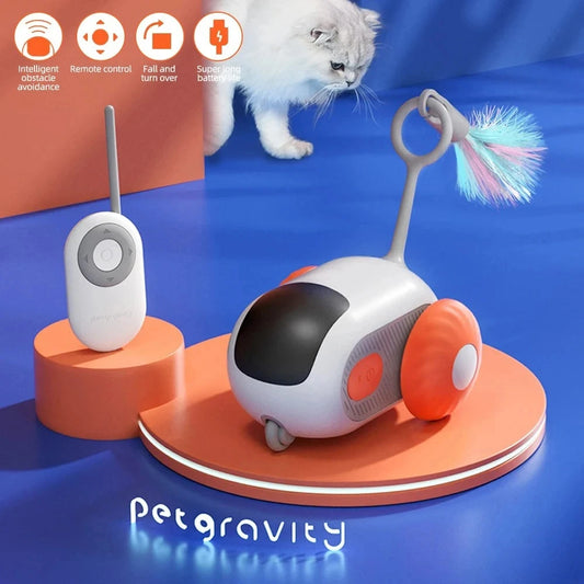 Remote Control Cat Toy Smart Car Interactive Cat Toy Self Play Automatic Moving Cat Toy for Cats Boredom Busters Fun Cat Toy