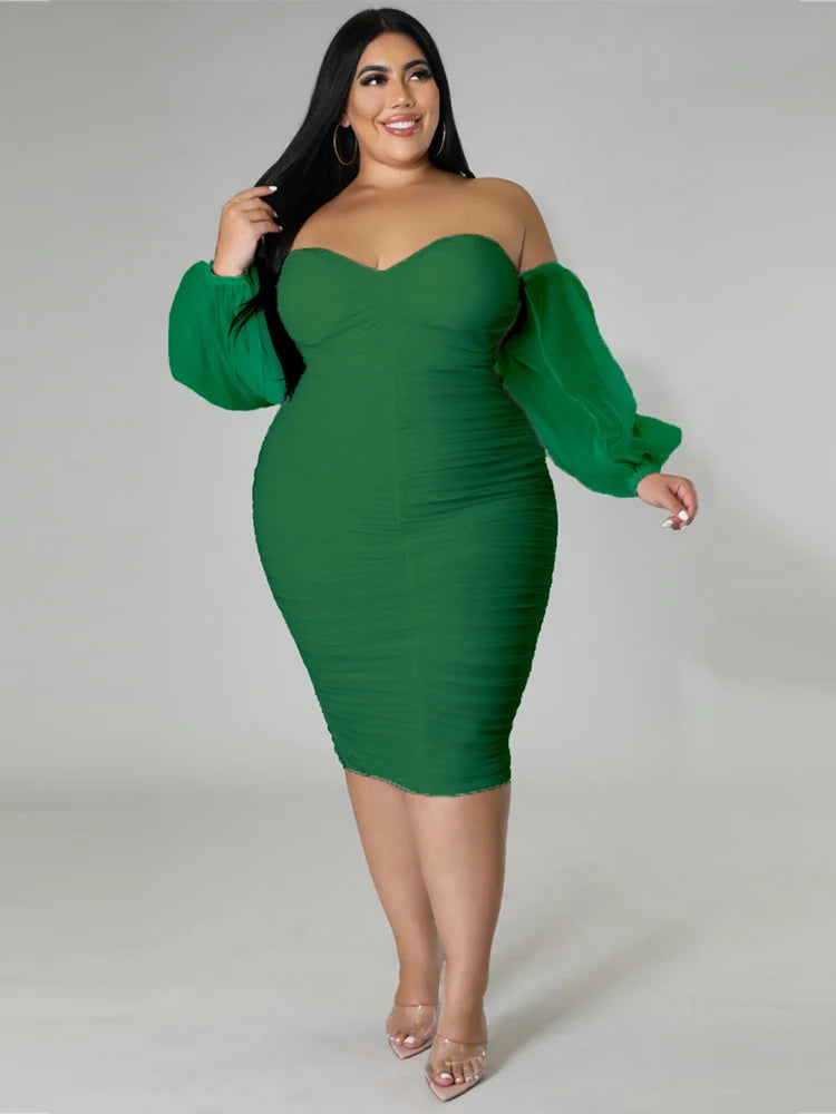 NEW XL-4XL Plus Size 7 Colors Elegant and Beautiful Women Dresses Off Shoulder Sexy Low-Cut Dress Strapless Bandage Dress Plus Size Evening Party Dress