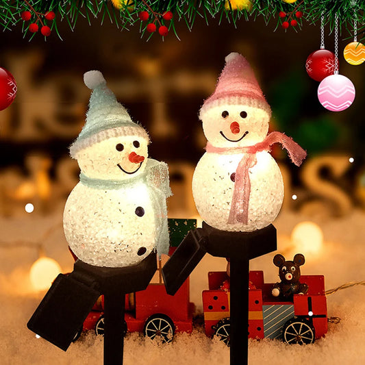 4PCS Set Christmas Snowman Solar Stake Light Outdoor Garden Waterproof Xmas Atmosphere Courtyard Lamp For Home Courtyard Decor
