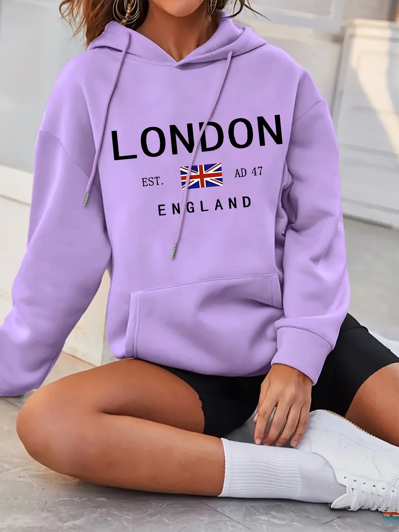 NEW Arrivals Vibrant London Drawstring Hoodie - Fashion Hoodies with Kangaroo Pocket Casual Long Sleeve Boys Girls Streetwear Casual Fashion Clothing Supplies