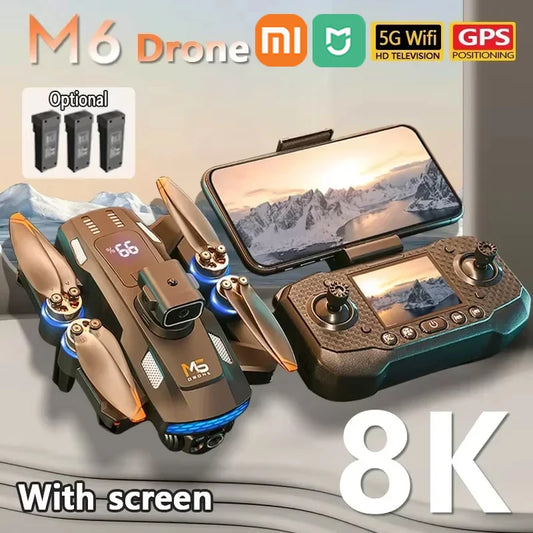 NEW Xiaomi MIJIA M6 Drone + 2 Batteries Professional 8K Camera Drone 5G WI-FI FPV UAV With Screen Remote Control RC Drone Avoidance Aerial Quadcopter