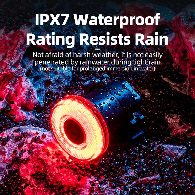 Smart Bike Tail Light Bicycle Rear Lights IPX6 Waterproof Bike Lights for Night Riding with Type C Rechargeable Bicycle Accessories