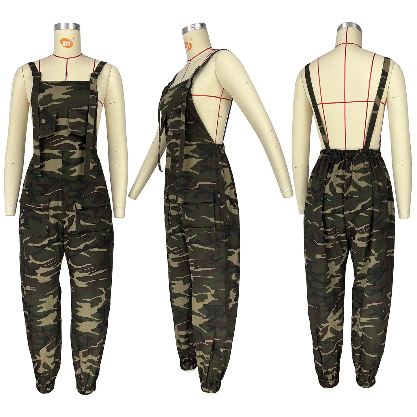 Sexy Women Camouflage Loose Jumpsuit Sexy Women Spaghetti Strap Elegant Camo Military Casual Overalls Romper
