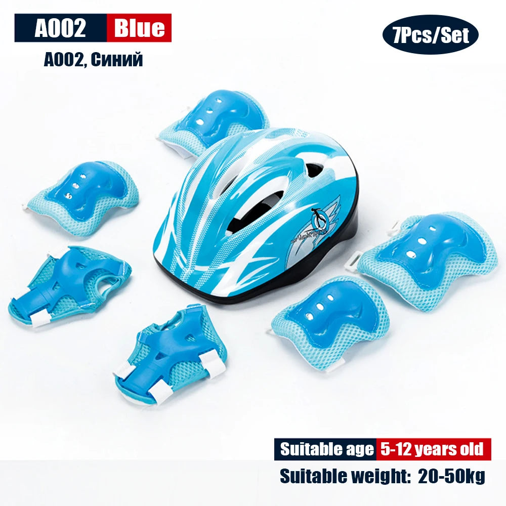 NEW SET Children Kids Adjustable Helmet Protective Gear Set Sports Knee Elbow Wrist Pads for Children Boys Girls Bike Skateboard Scooter Roller Outdoor Sports Supplies